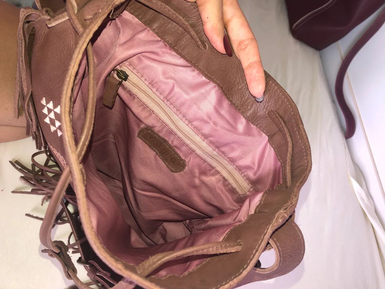 Bolsa de couro legítimo Via Mia, estilo boho, condições 10/10 - Foto 4