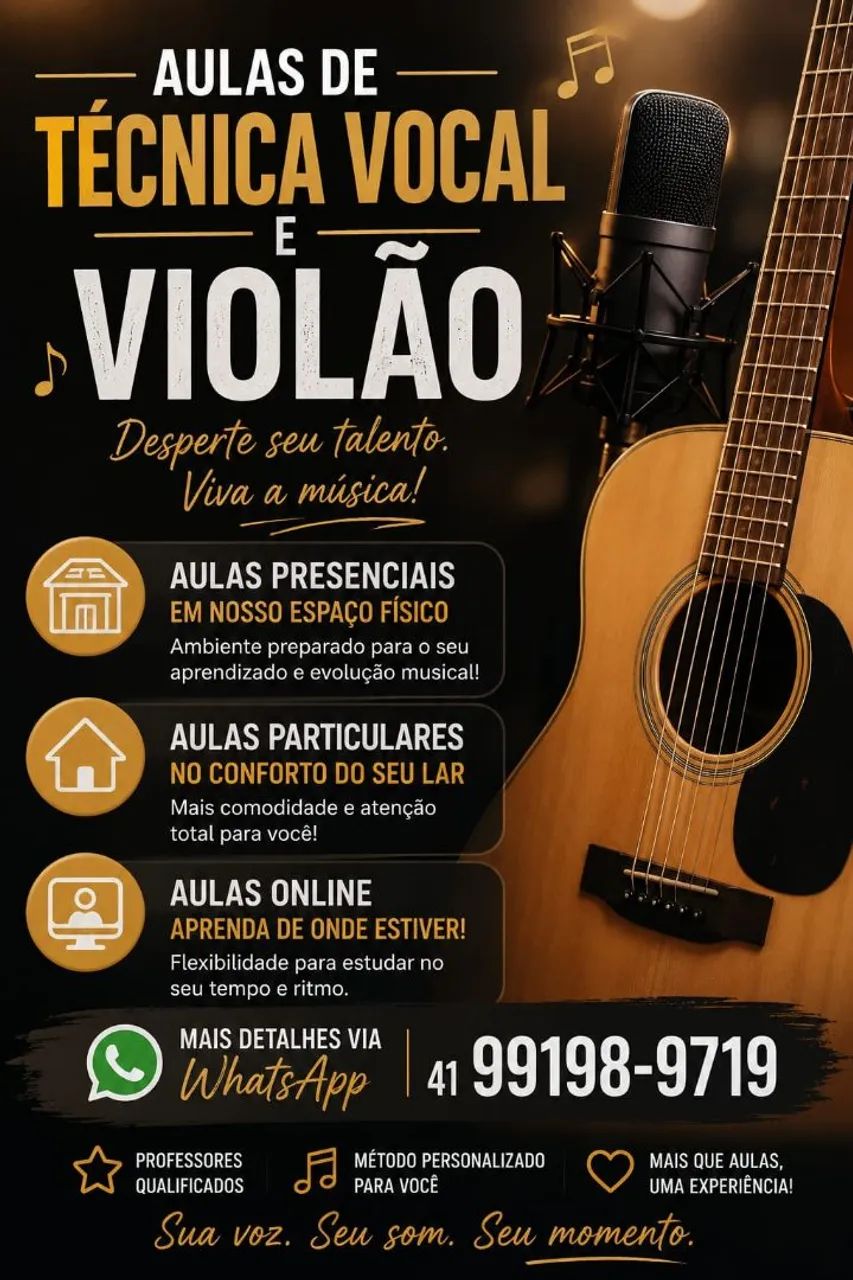 Aula particular : técnica vocal ou violão 