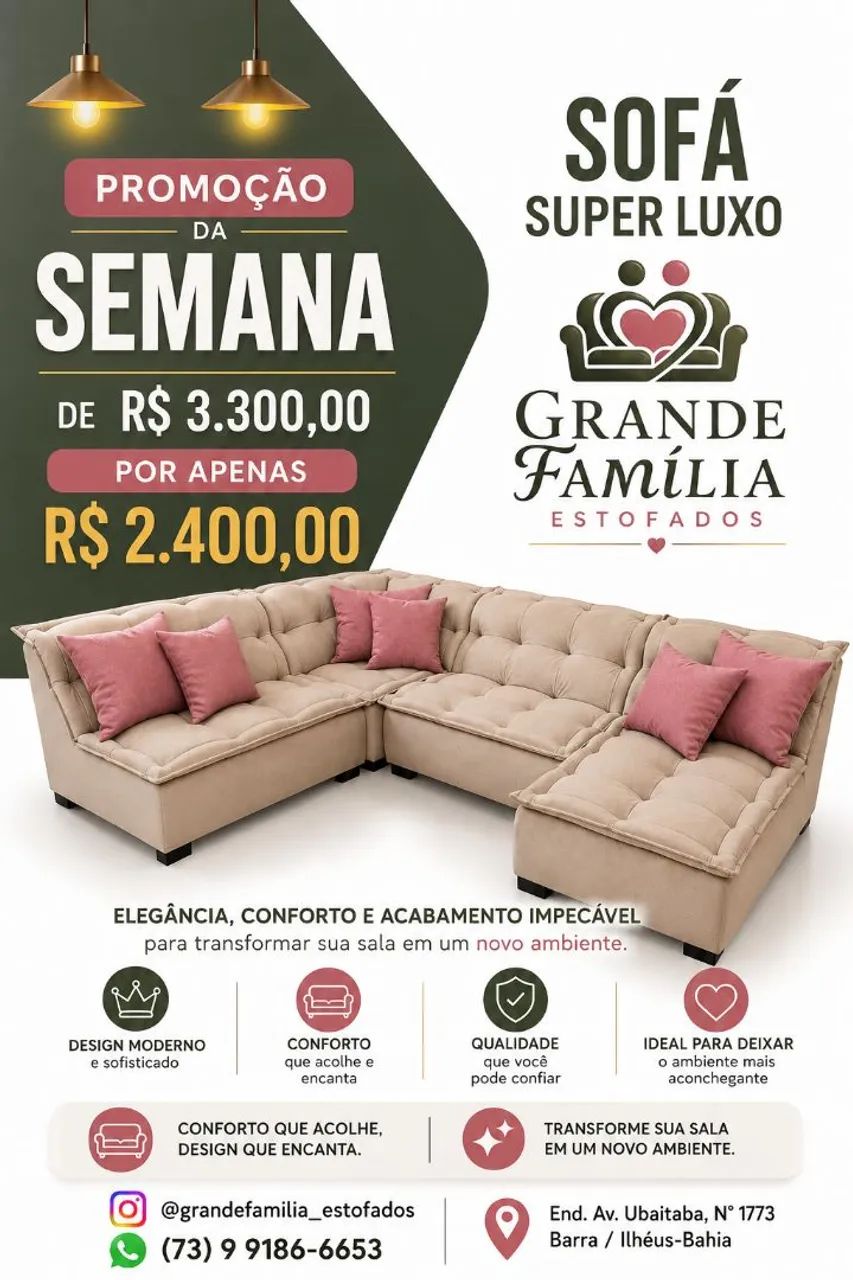 Sofá Super Luxo em Promoção 