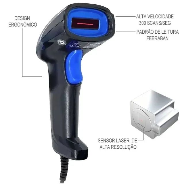 Leitor de Código de Barras com Cabo USB Laser