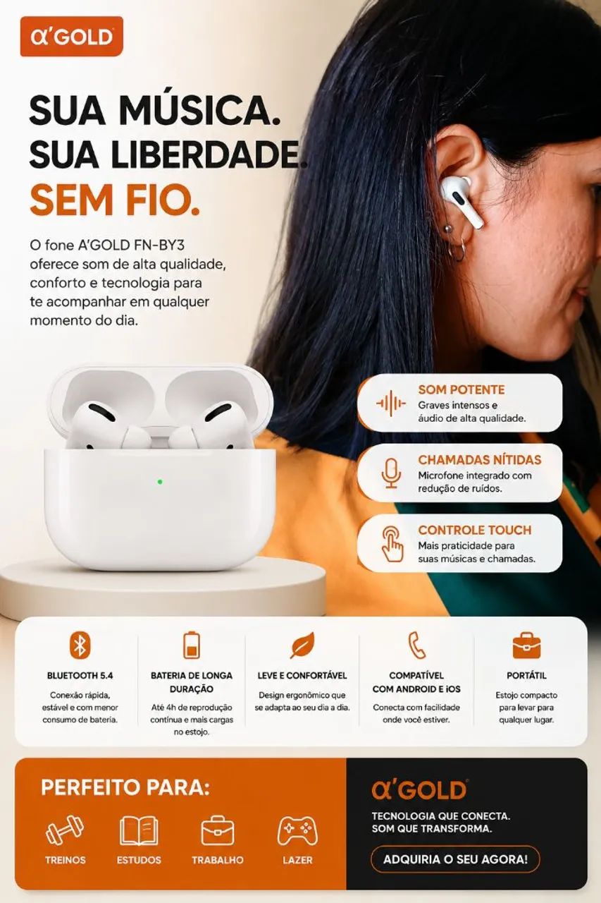 Fone Bluetooth A?GOLD FN-BY3