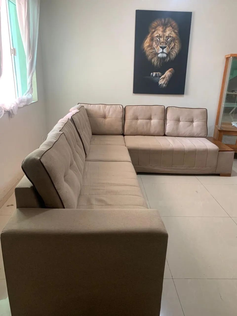 Sofá 7 lugares, de linho e higienizado  - Foto 2