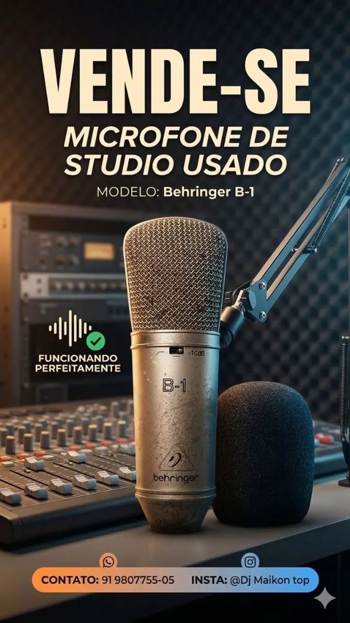 icrofone Behringer B-1 Condensador Cardioide cor ouro