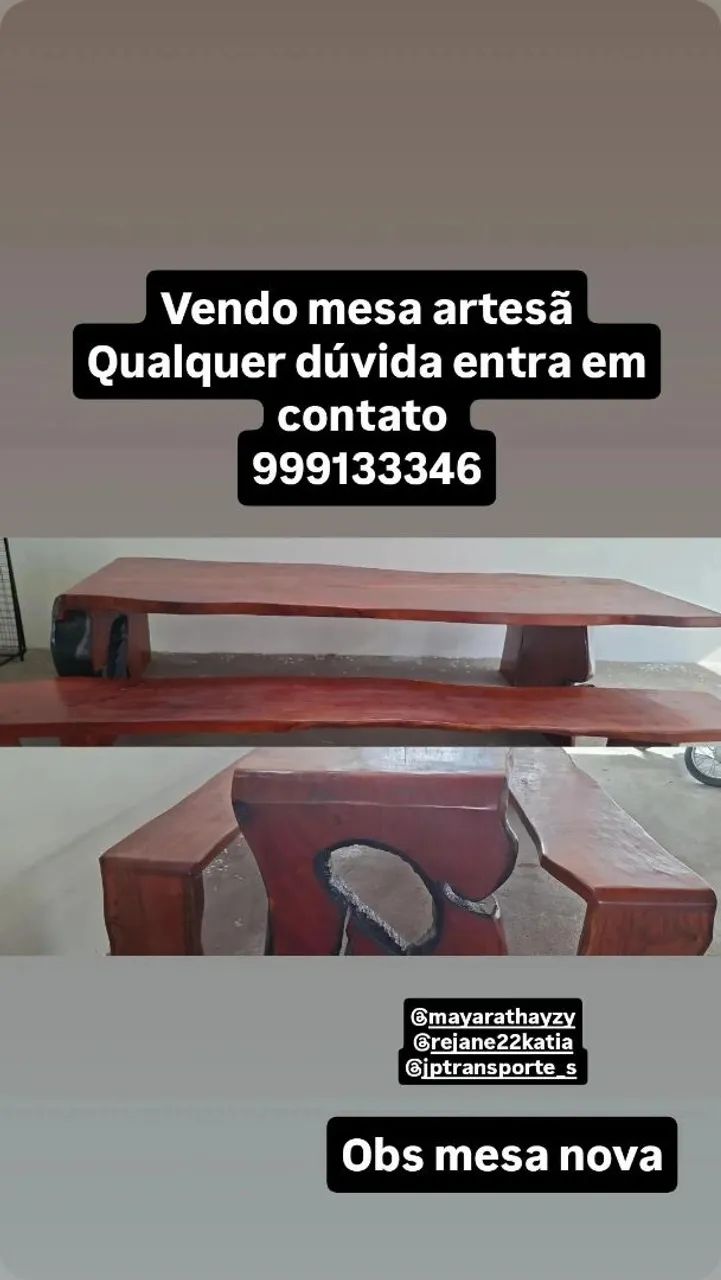 Mesa nova artesã de jaquera