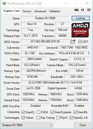 PLACA DE VIDEO RX5500 8GB - Foto 2