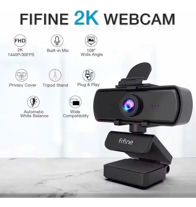 Webcam Fifine K420 HD 1440p 2k com Microfone e Tripé, alta qualidade de imagem - Foto 3