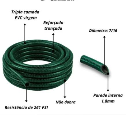 Mangueira para Jardim Trançada 7/16 Pol com 50m Com Engate Esguicho Force Line z1443 - Foto 2