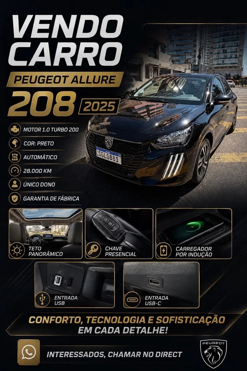 Peugeot 208 208 Allure 1.0 Turbo Flex 5p Aut. 2025