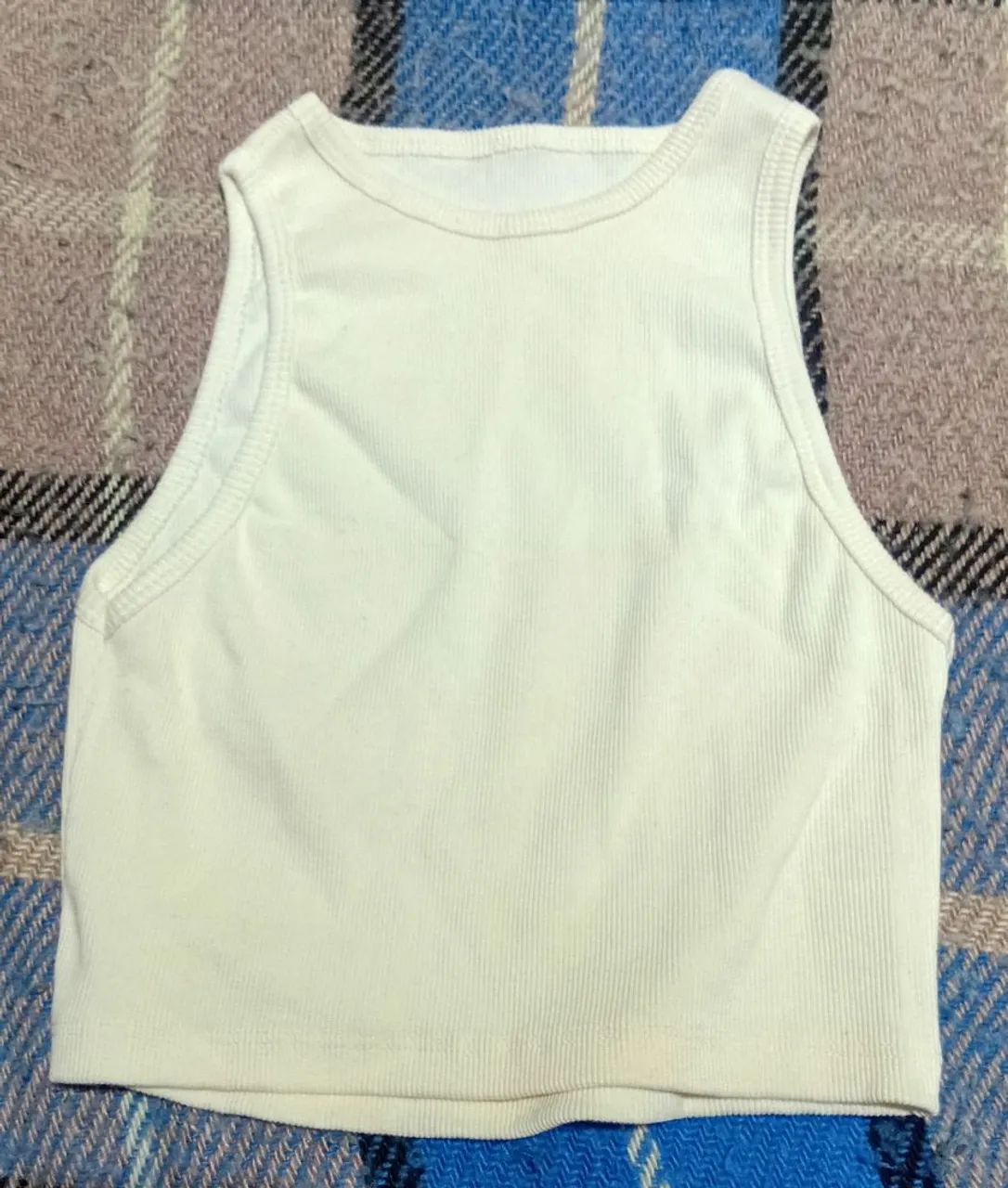 Blusa Regata Canelada Gola Alta - Branco - Foto 2
