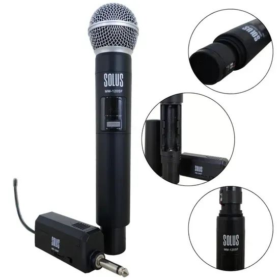 MICROFONE SEM FIO VHF FREQUENCIA FIXA SOLUS MM-120SF - Foto 3