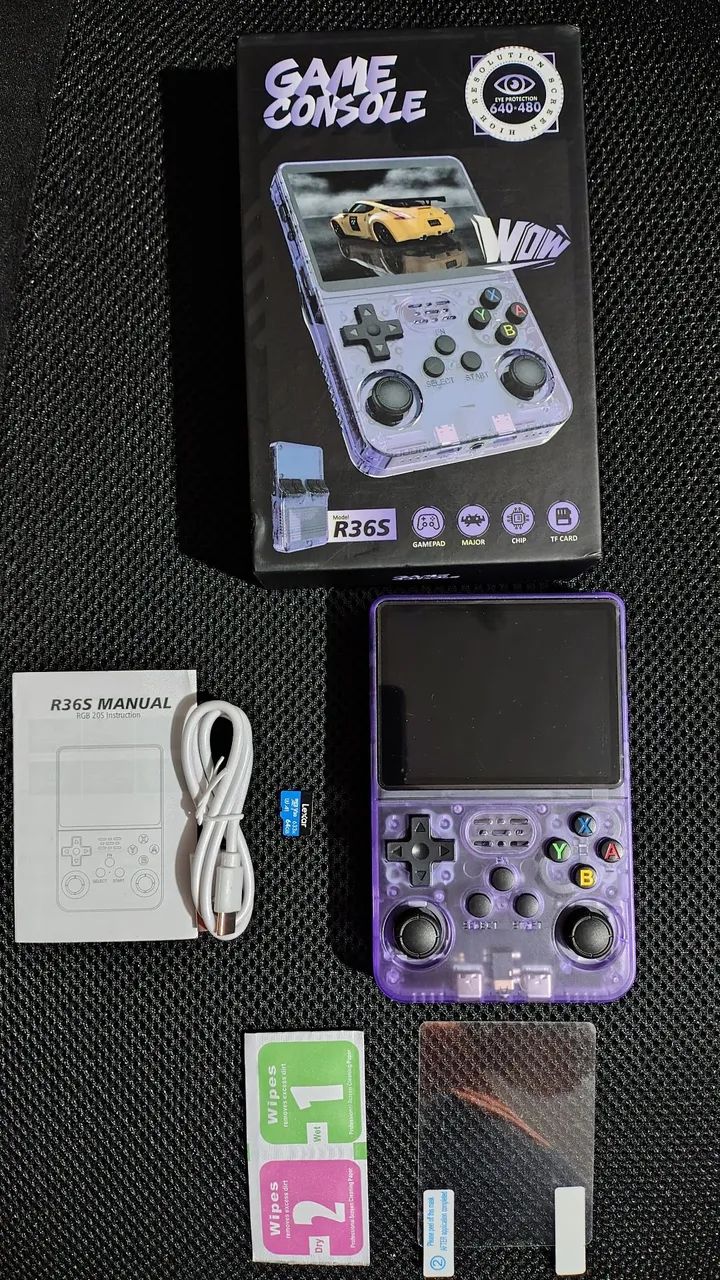 [Novo] Game Portátil Retro R36s versão Original Tela Ips com película + Cartão 64gb Lexar  - Foto 2