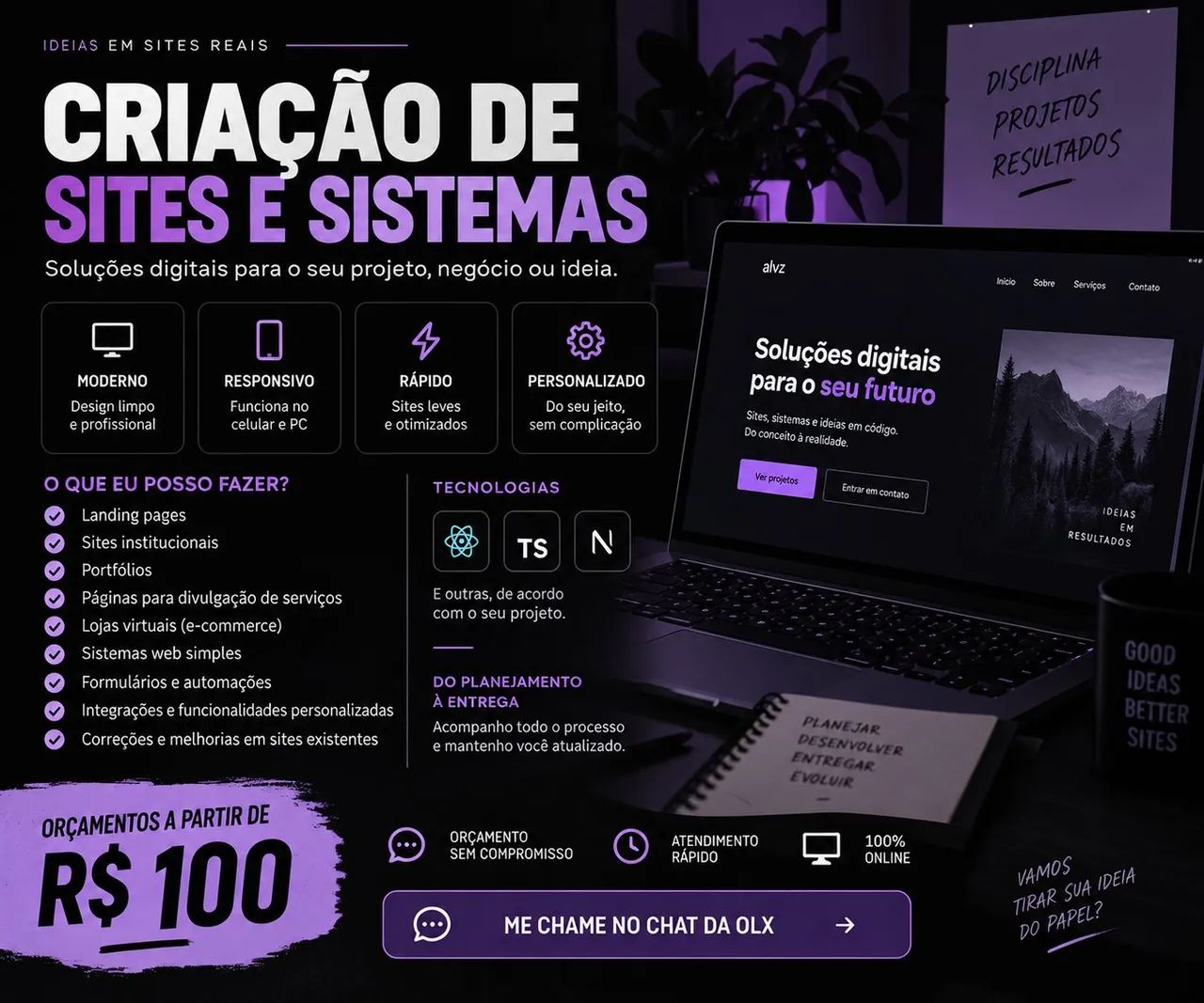 CRIAÇÃO DE SITES E SISTEMAS PERSONALIZADOS