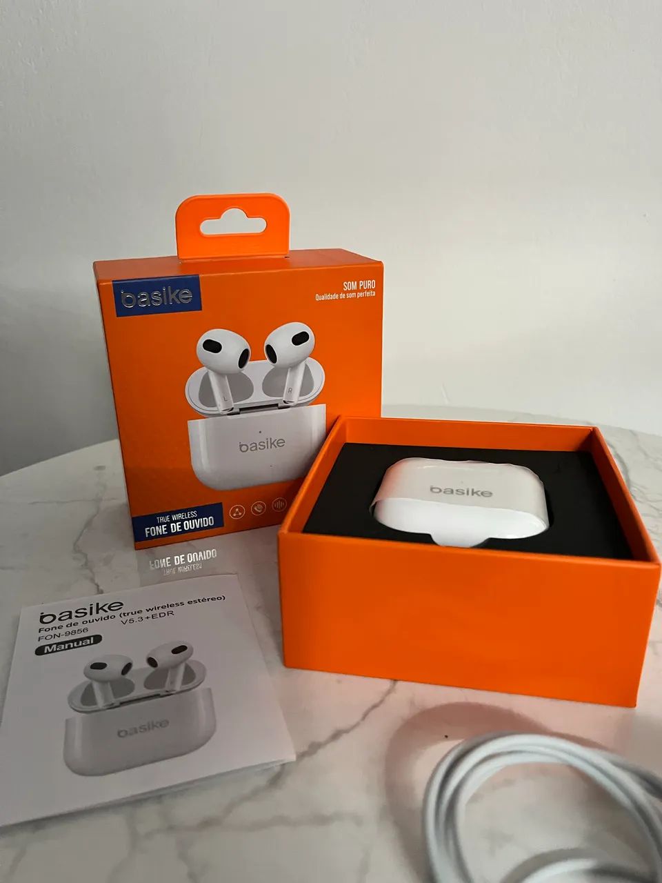 Fone Bluetooth Basike TWS V5.3 + Caixa e Cabo - Foto 3