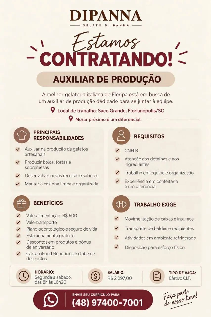 Vaga auxiliar de produção 