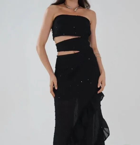 vestido longo feminino preto p