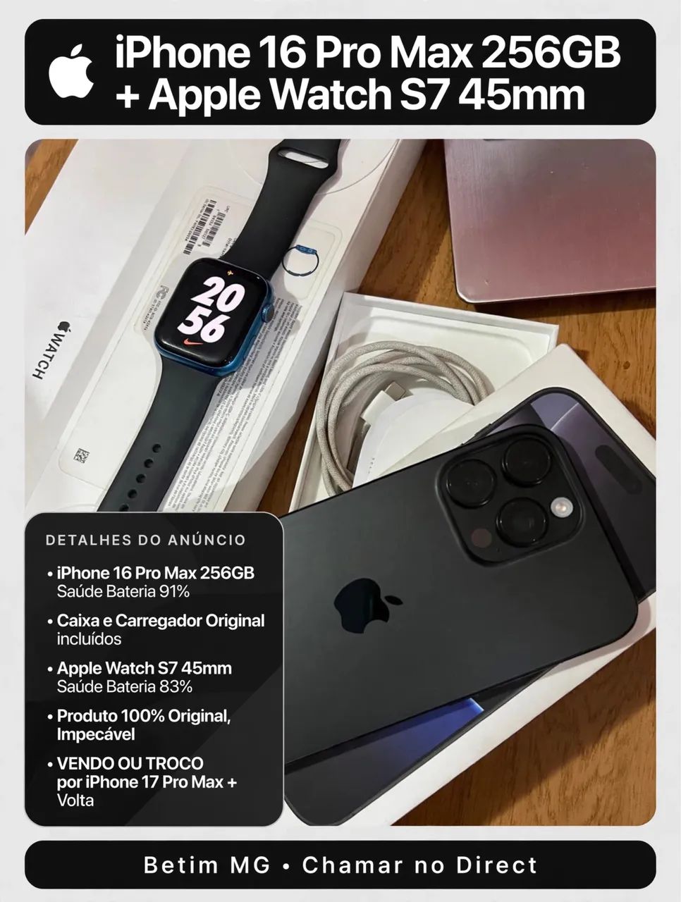 iphone 16 pro max + Apple Watch s7 45mm