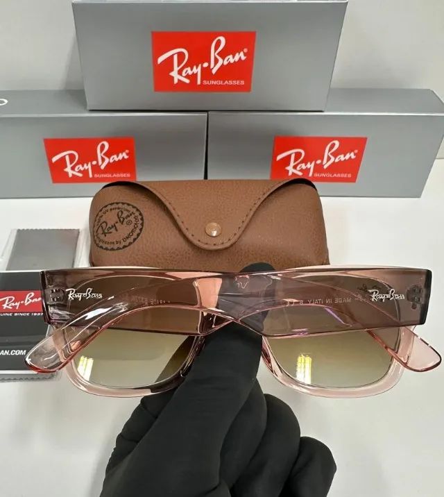 Óculos de sol ray-ban mega wayfarer rose lentes de cristal - Foto 3