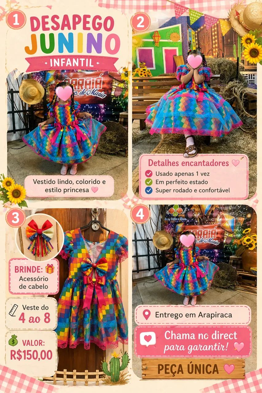 Vestido Junino Infantil 