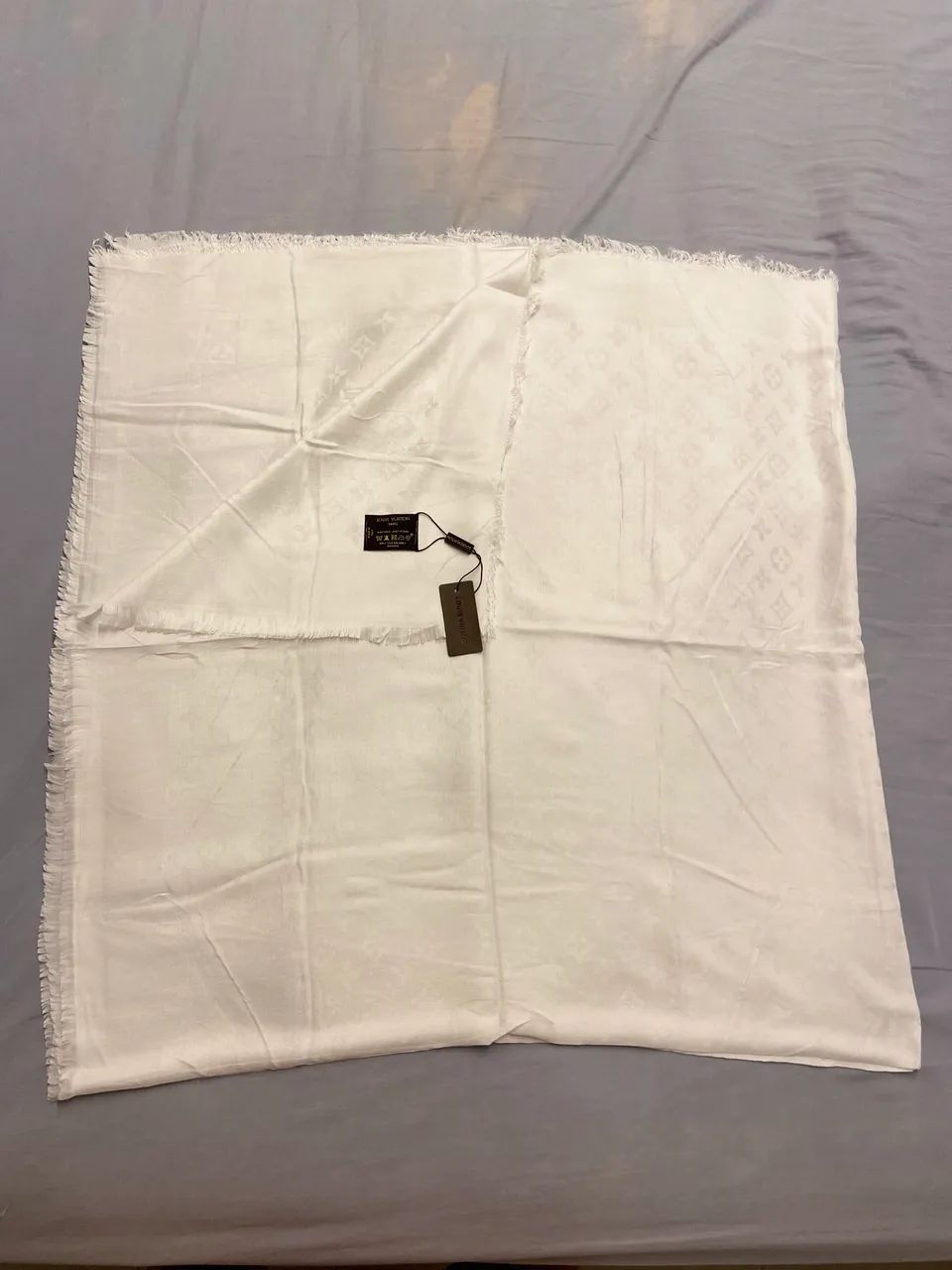 Lenço grande echarpe Louis Vuitton branco 