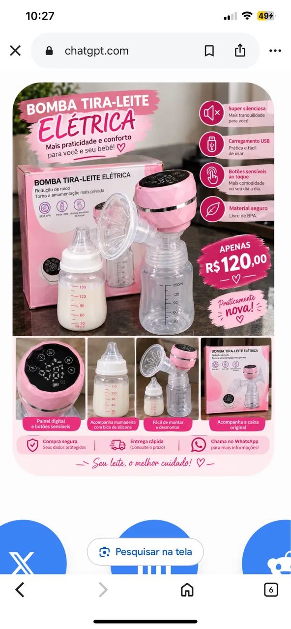 Bomba tira-leite elétrica 