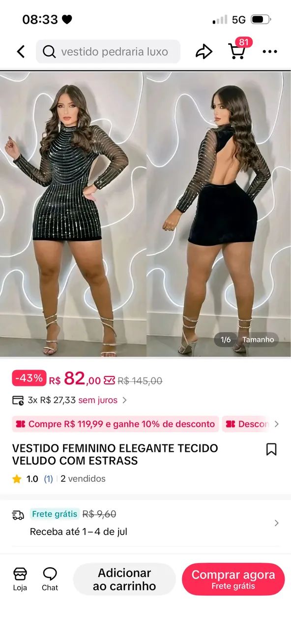 Vestido de veludo com brilho  - Foto 3