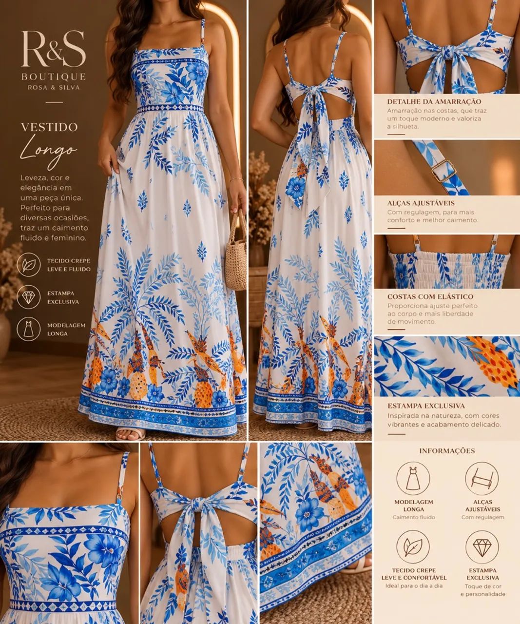 Vestido longo estampado