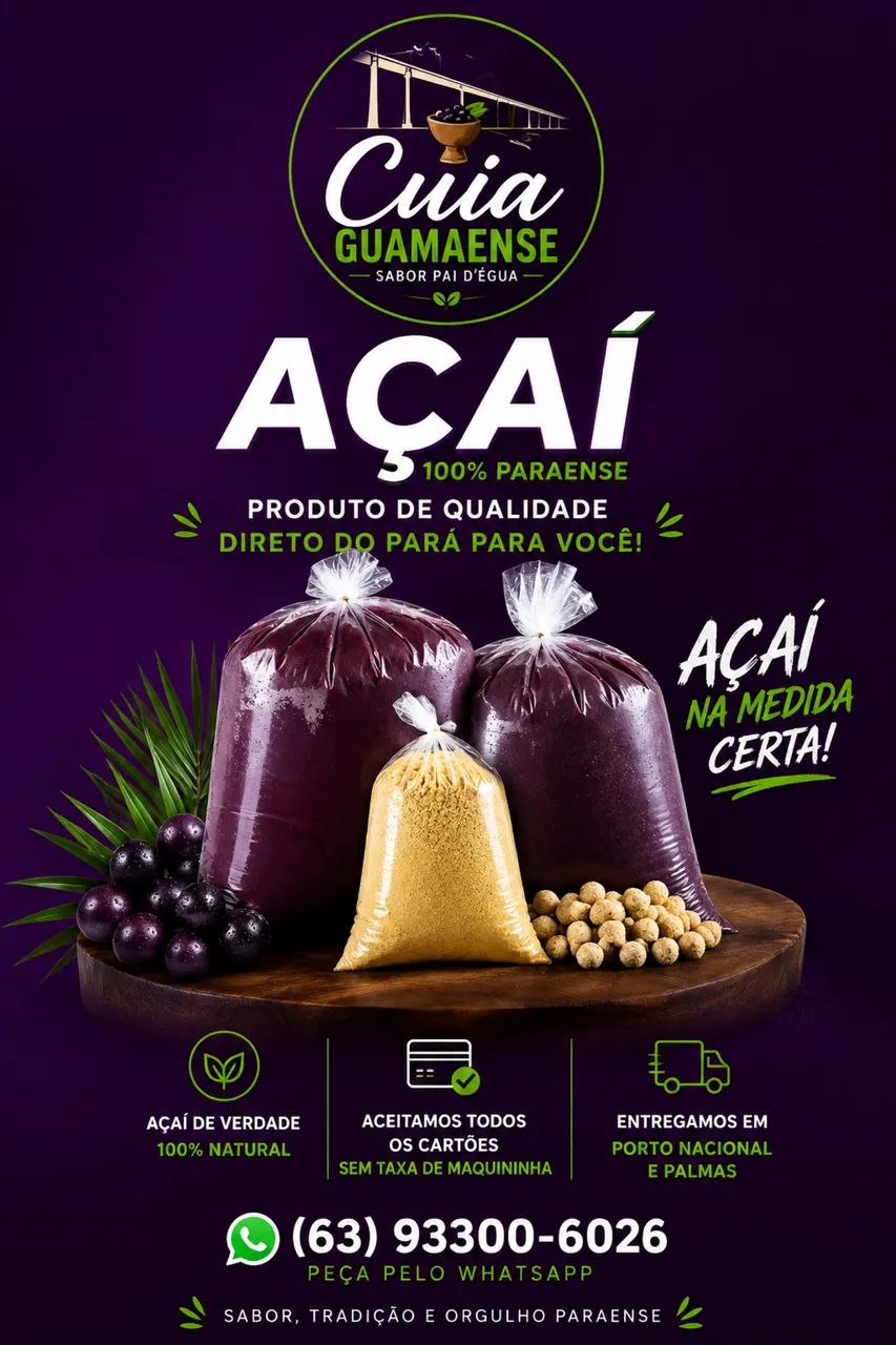 Açaí 100% paraense em Porto Nacional 