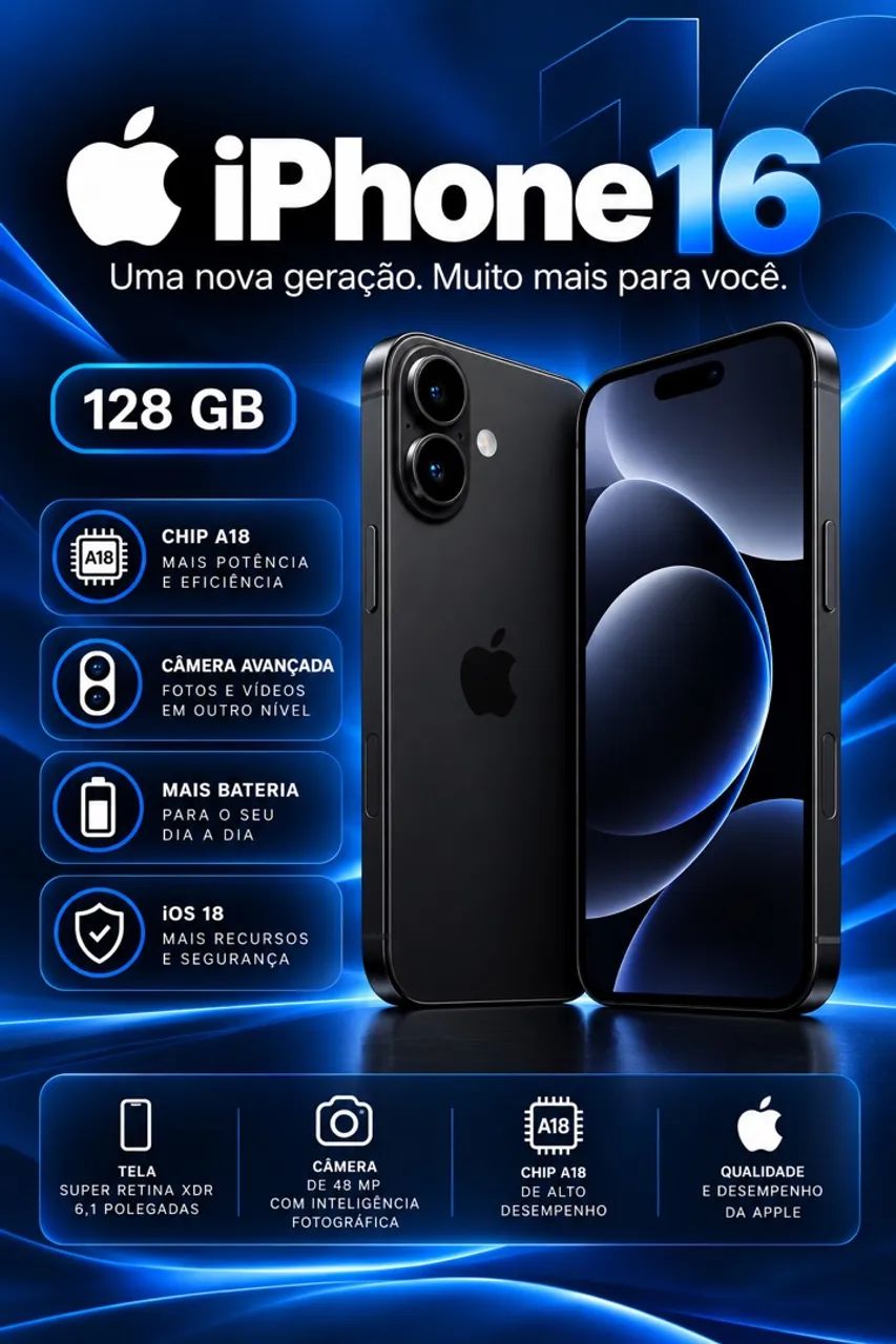 IPHONE 16 128 GB | ZERO NA CAIXA| preto 