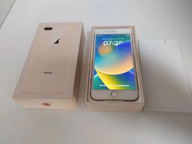 iPhone 8 Plus 64GB Rose Gold Tela Original/TouchID-OK/Bateria-100