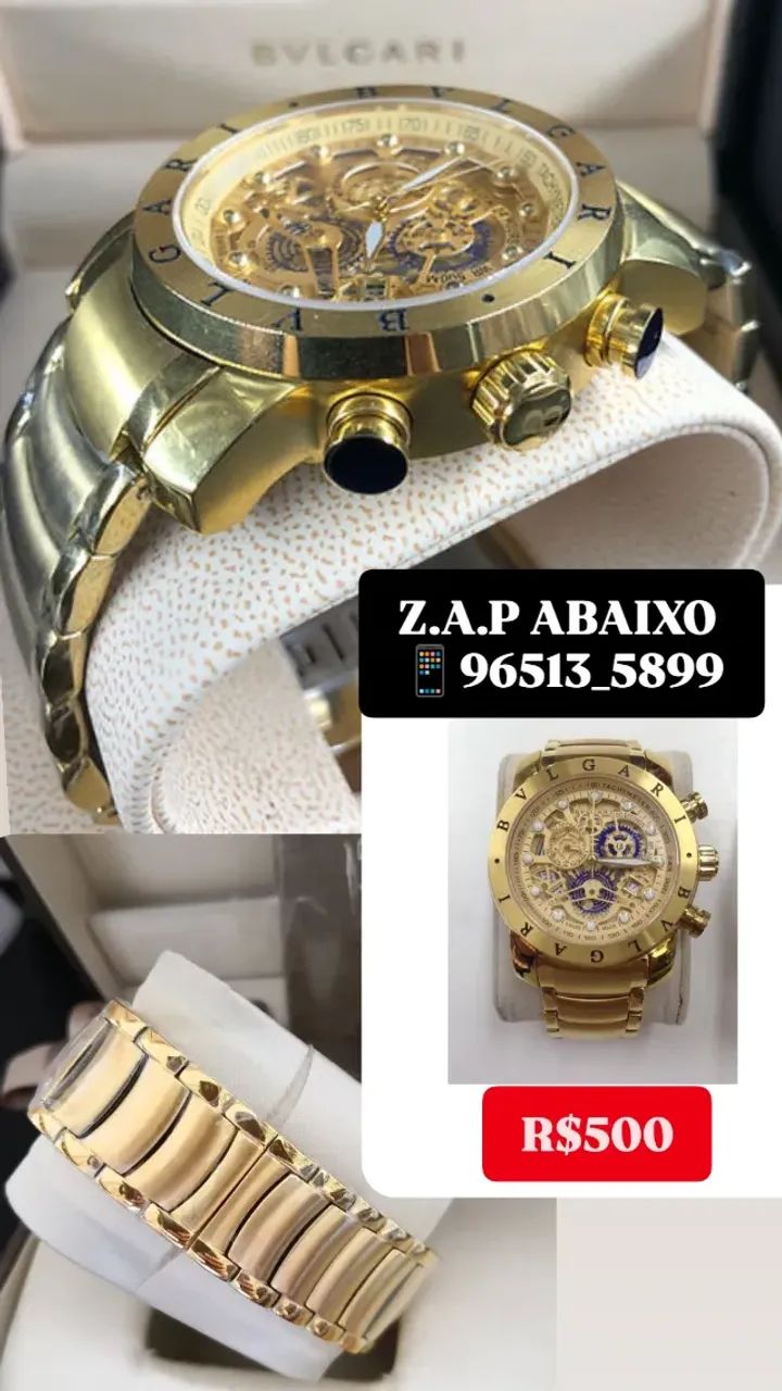 Relógio BVLGARI SKELETON TODO DOURADO PREMIUM - Foto 3