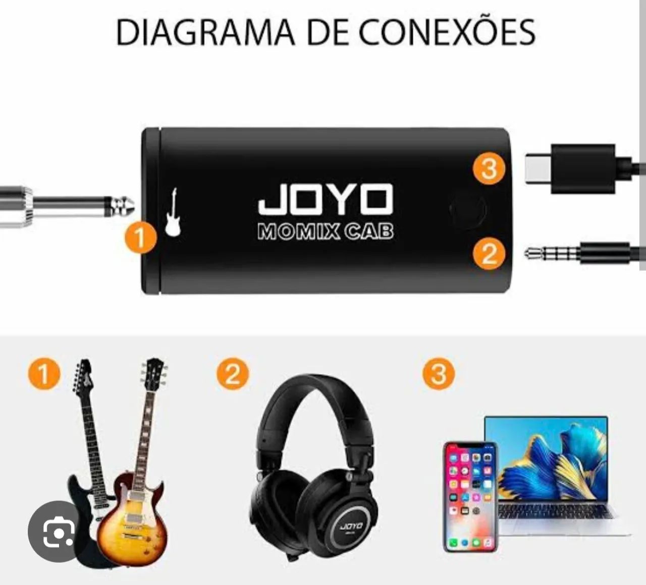 Interface de Áudio Portátil Joyo Momix Cab (Para Celular e PC)<br> - Foto 3