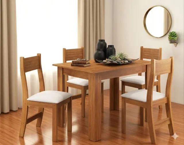 Mesa de jantar com 4 cadeiras no estoque bronze