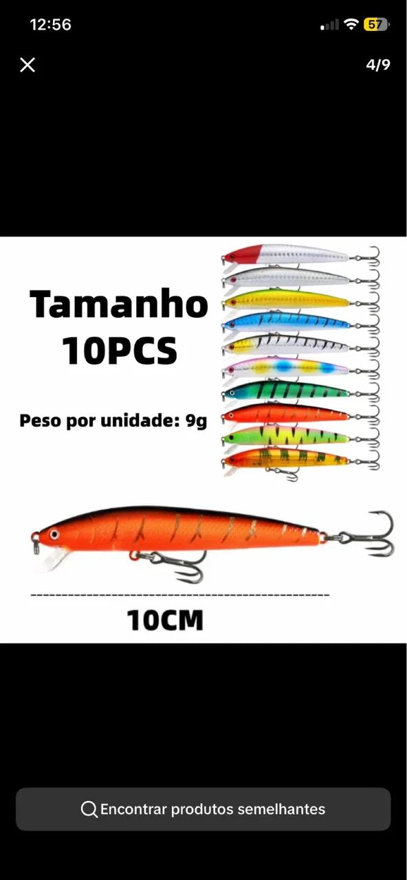 Kit 10/5 Iscas Artificial Meia água Premium Pesca Truta Peixe Realista Anzol Duplo 10cm 9g - Foto 5