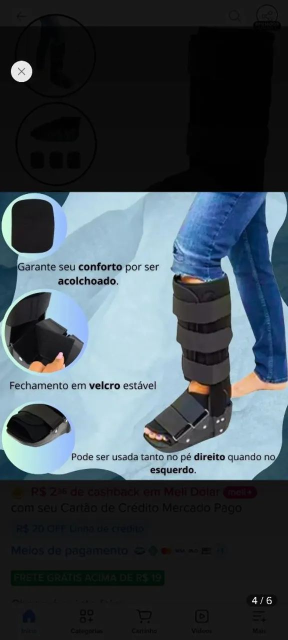 Bota imoblizadora ortopédica cano curto  - Foto 4