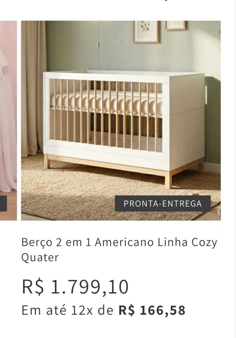 Berço 2 em 1 Americano Linha Cozy Quater - Foto 4