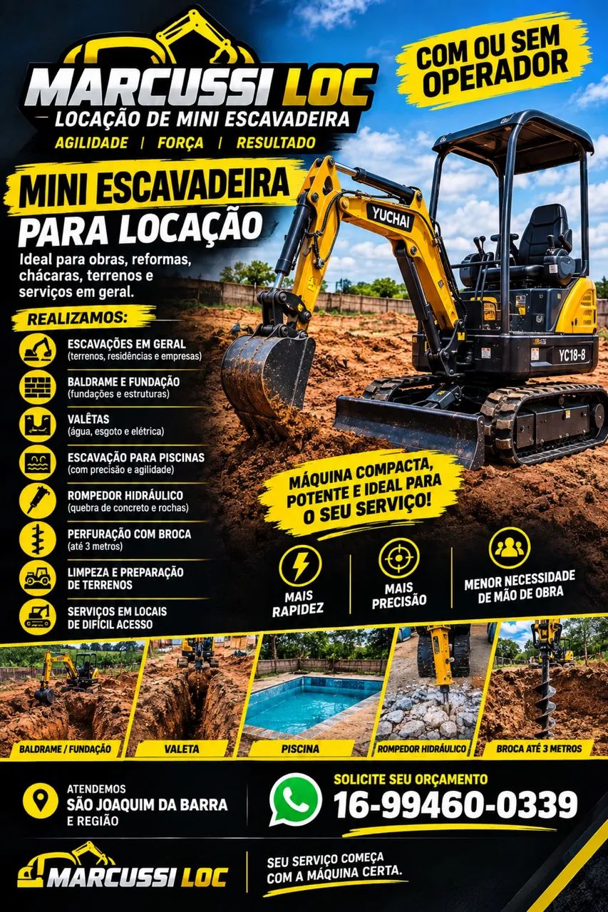 Serviço mini escavadeira 