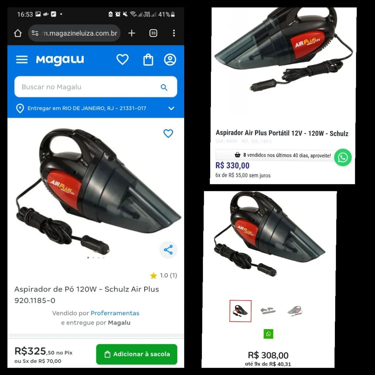 Aspirador de carro portátil - Pra sair rápido. Mais de 300 na loja e quase não usei  - Foto 2
