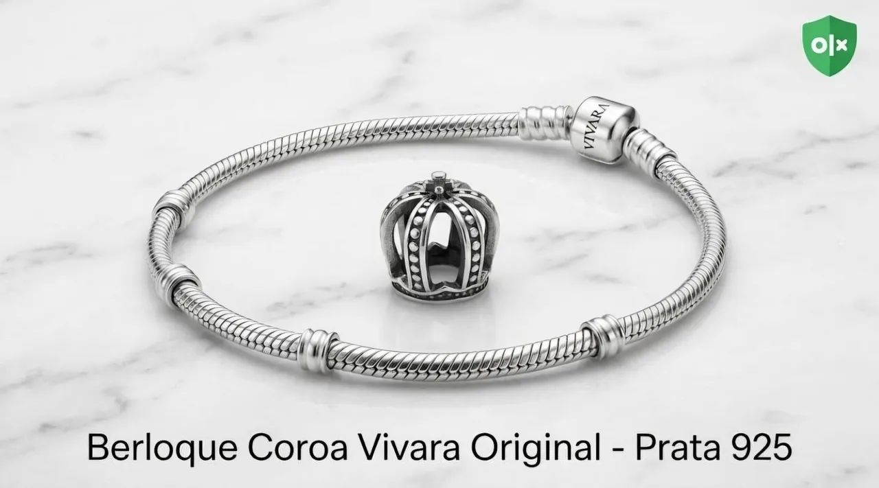 Berloque pingente vivara coroa e trevo