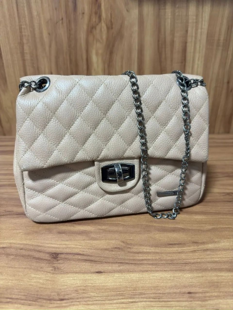 Bolsa em couro legítimo na cor nude - Foto 4