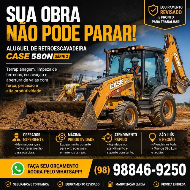 Aluguel de Retroescavadeira | Terraplanagem, Limpeza de Terrenos e Escavação