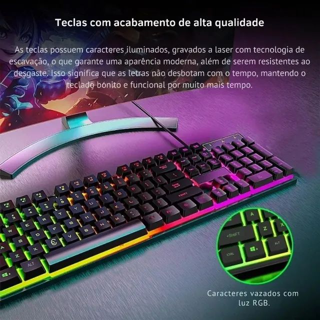 Teclado Gamer Semi Mecânico RGB - Foto 2