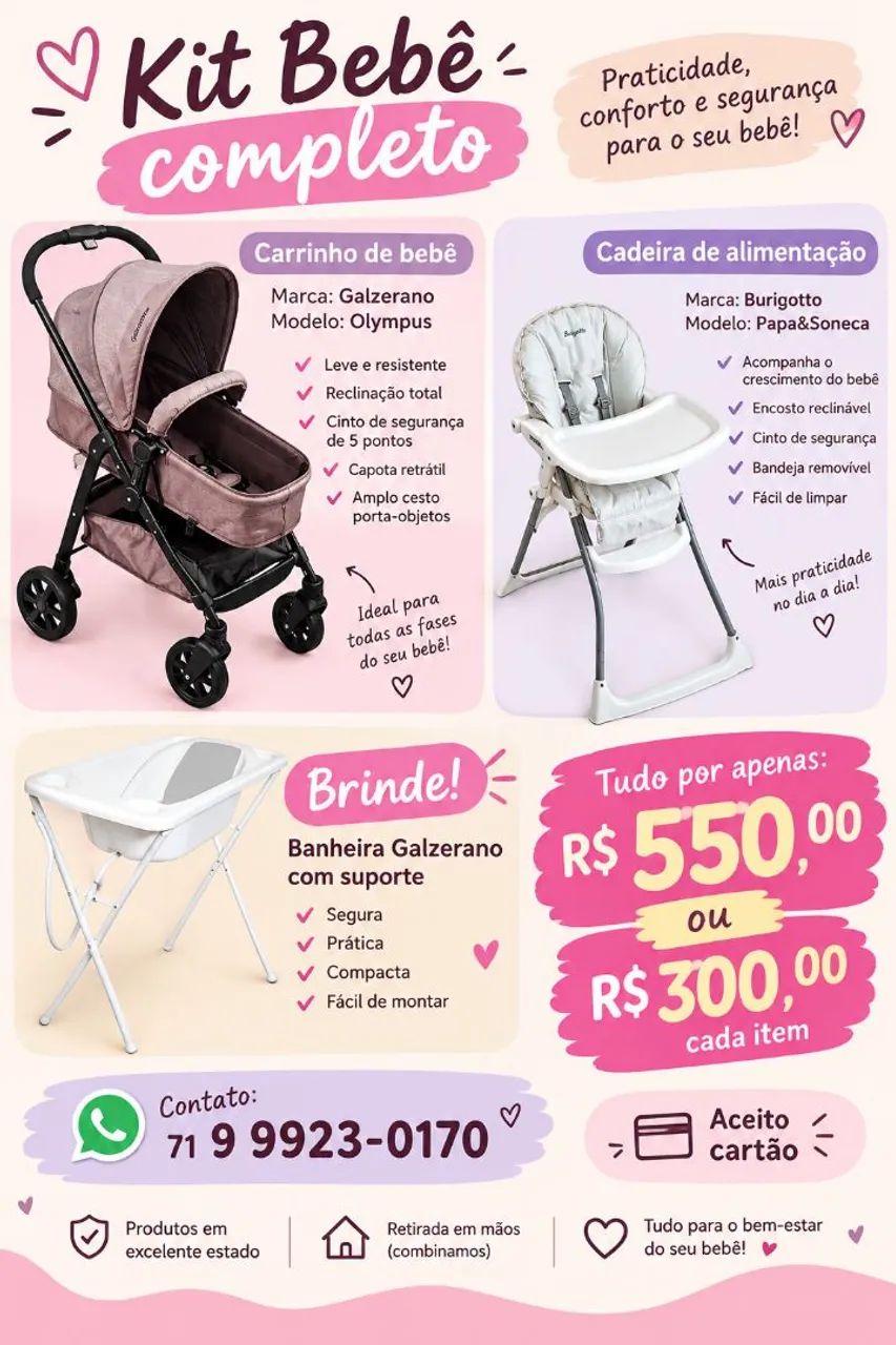 Cadeira e carrinho bebe