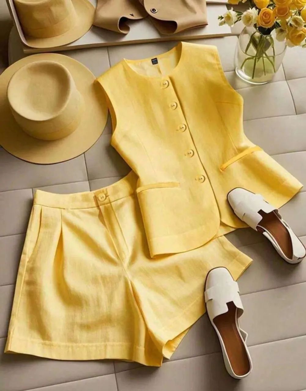 Conjunto amarelo de linho - Foto 2