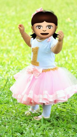 Saia de tule e body bordado para 1ano
