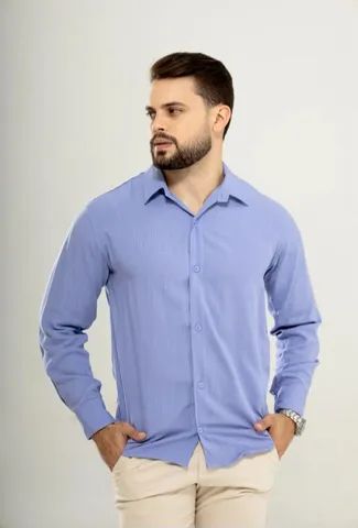 Camisas masculinas de botão manga longa lisas  - Foto 4