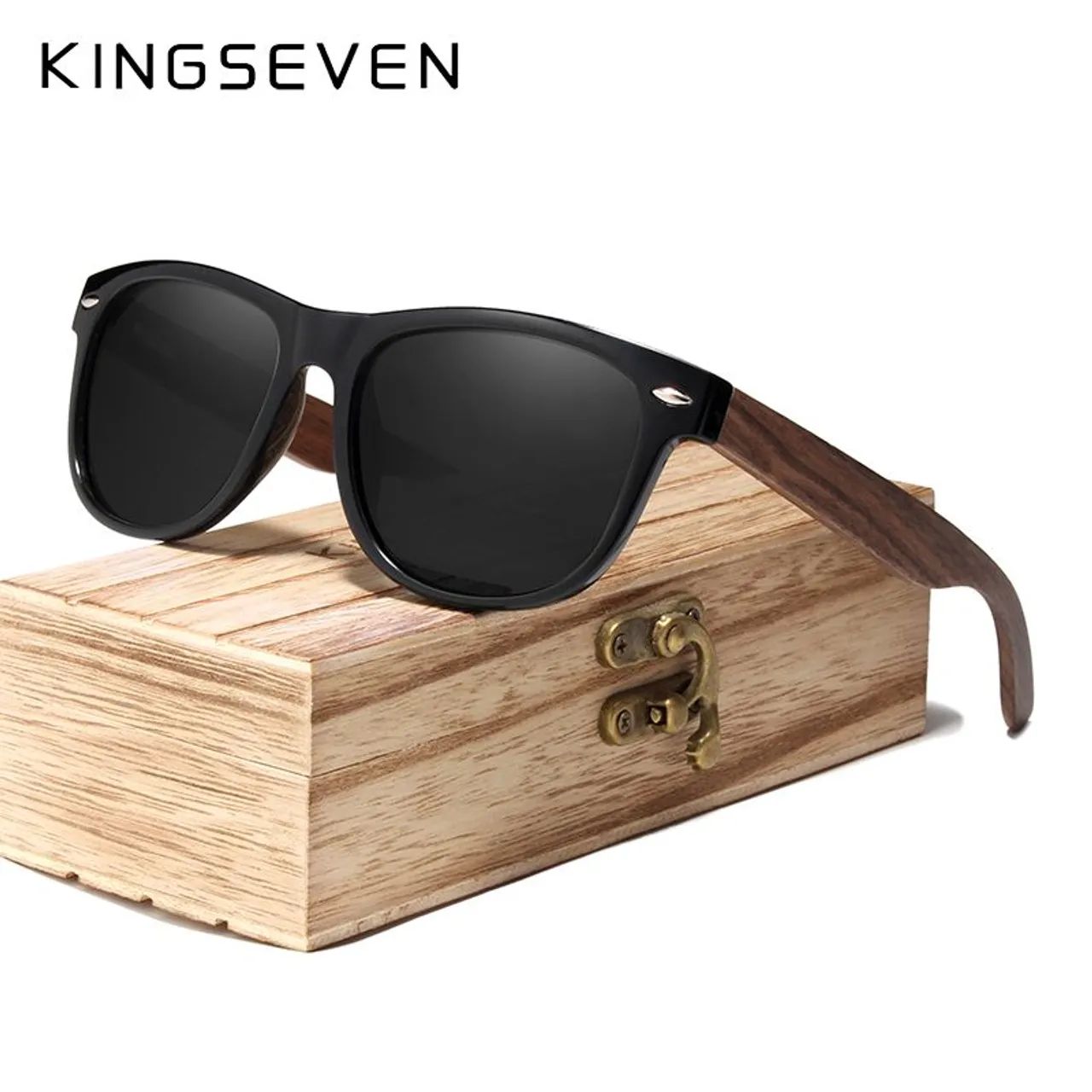 Kingseven óculos originais armação de Madeira com proteção UV400 