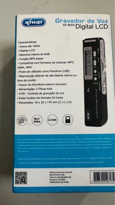 Gravador de Voz Digital Knup KP-8004 - 8GB - LCD - Novo - Foto 6