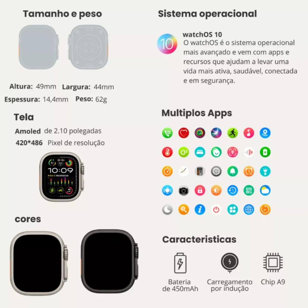 Smartwatch inteligente X10 Ultra WhatsApp + NFC + GPS + Chat GPT (TITANIUM BLACK) - Foto 3