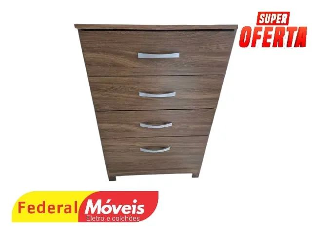 COMODA MARROM 100%MDF 4 GAVETAS CAMPEAO EM VENDAS 