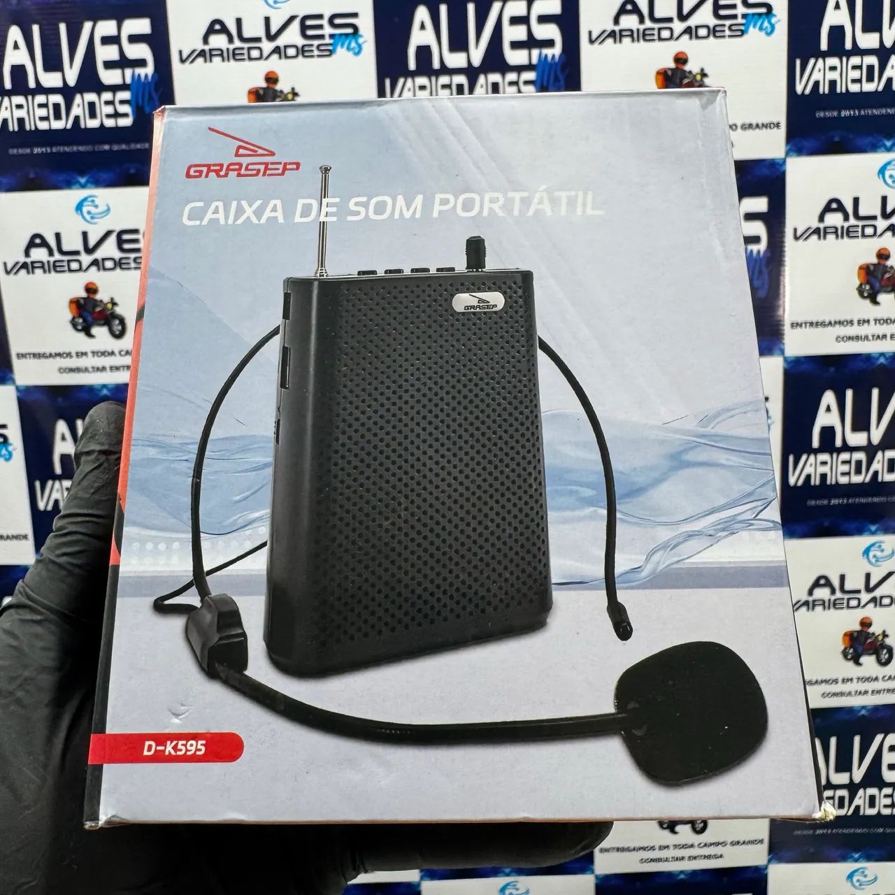 Microfone amplificador de voz com caixa som e fm professor palestra 